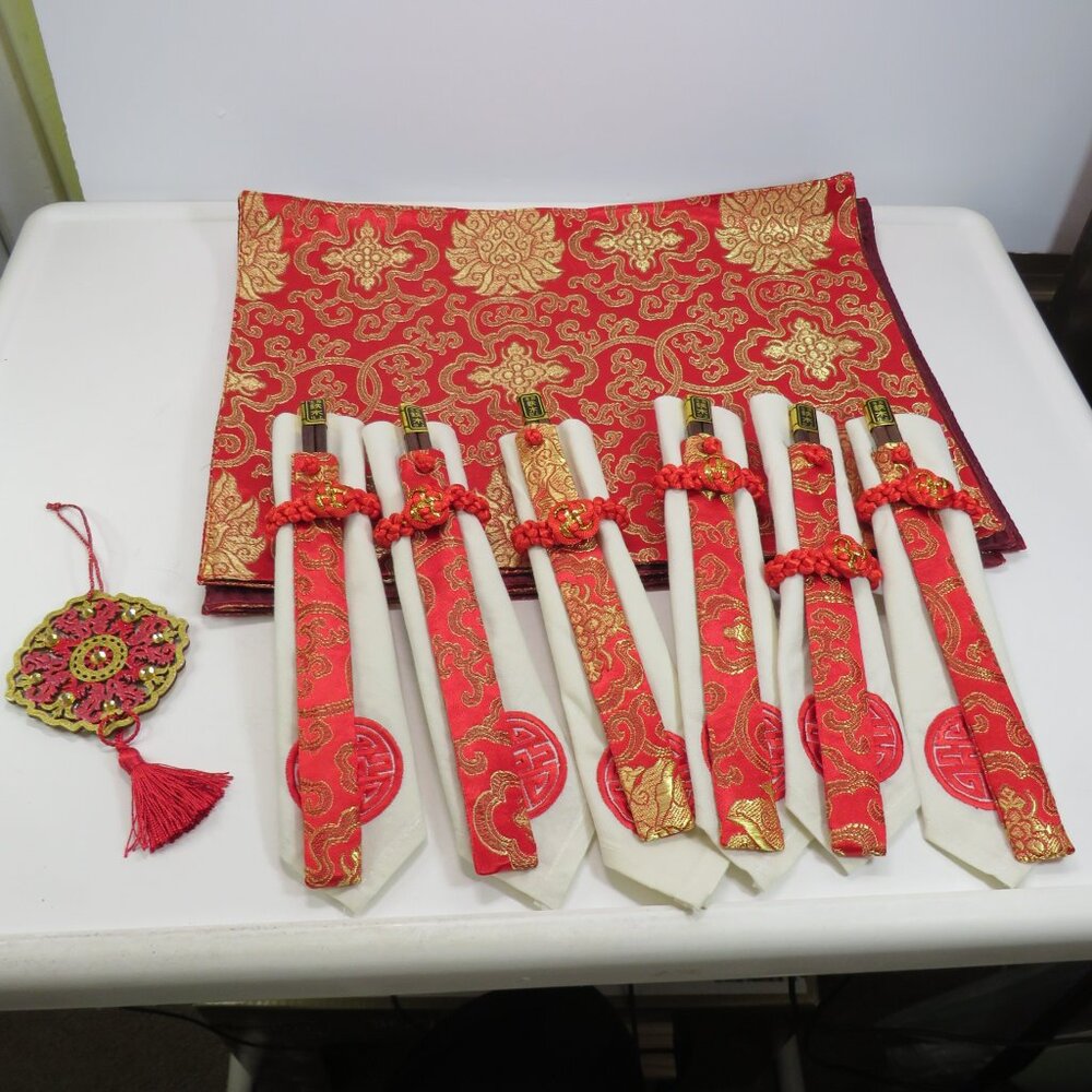 Asian Red & Gold (6) Table Setting Set